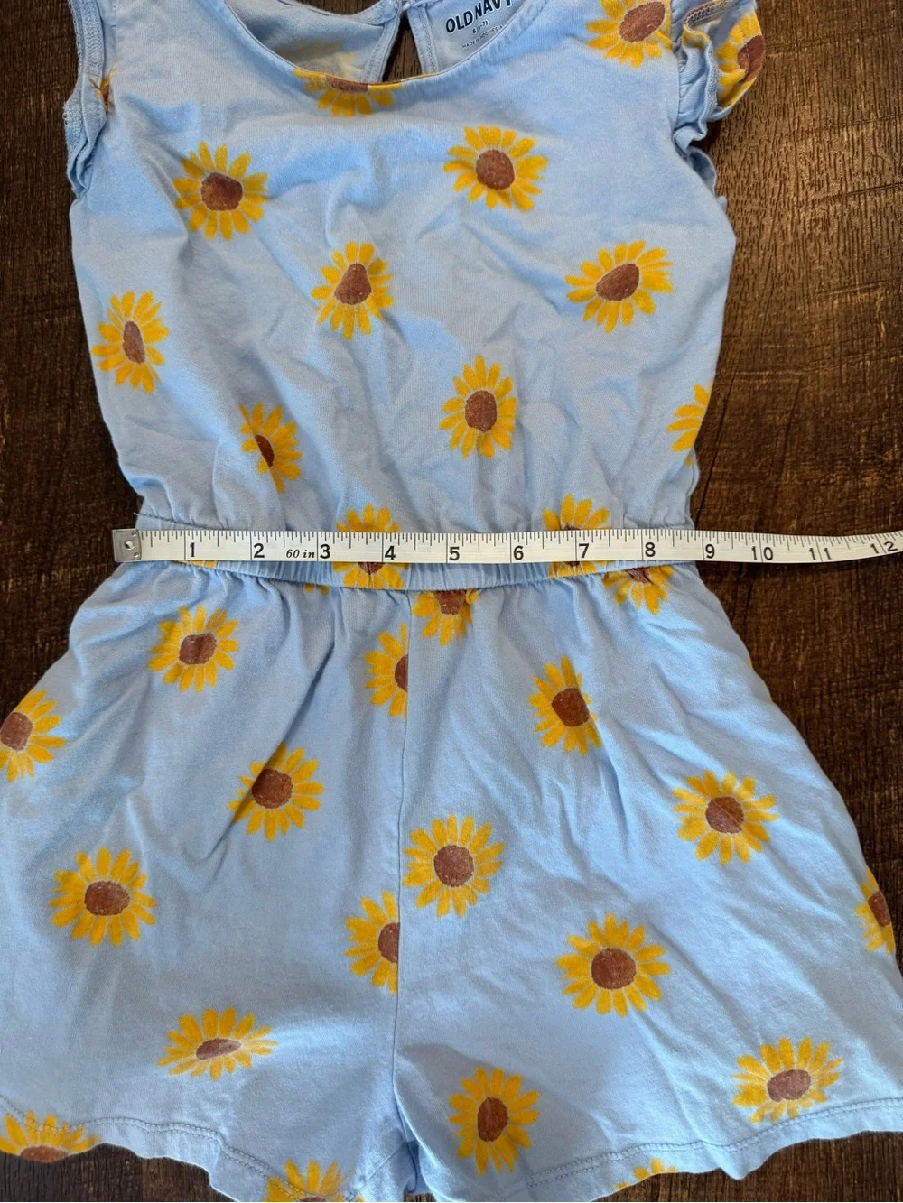 Old Navy girls sleeveless Light Blue Sunflower Print Romper